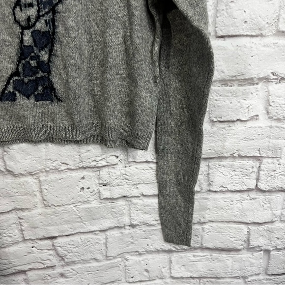 Hollister Fuzzy Giraffe Cropped sweater XS pullover crewneck super soft new grey - Picture 4 of 6